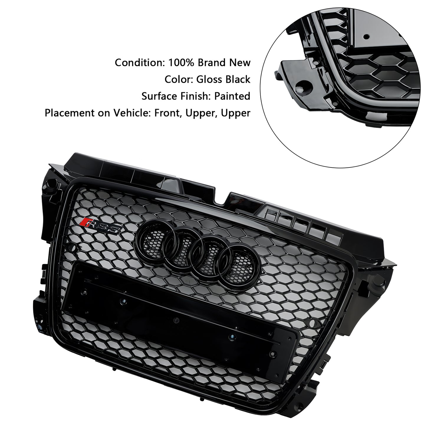 Schwarz Glanz Kühlergrill Wabengrill Für Audi A3 8P 2008-2013 Facelift RS3