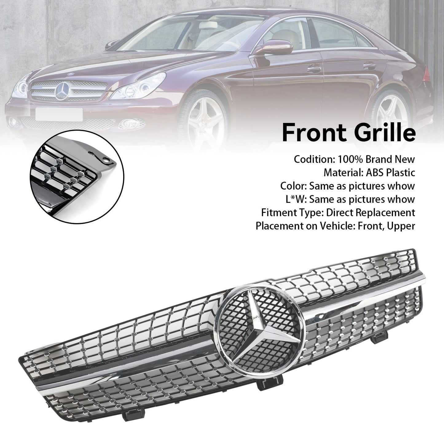 2008-2010 Mercedes-Benz CLS-Klasse W219 C219 CLS500 Diamant-Kühlergrill vorne