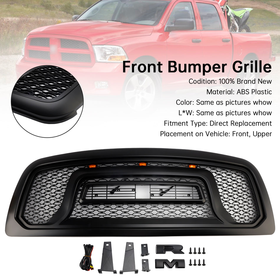 2009-2012 Dodge Ram 1500 mit LED-Beleuchtung, schwarzer Frontstoßstangengrill