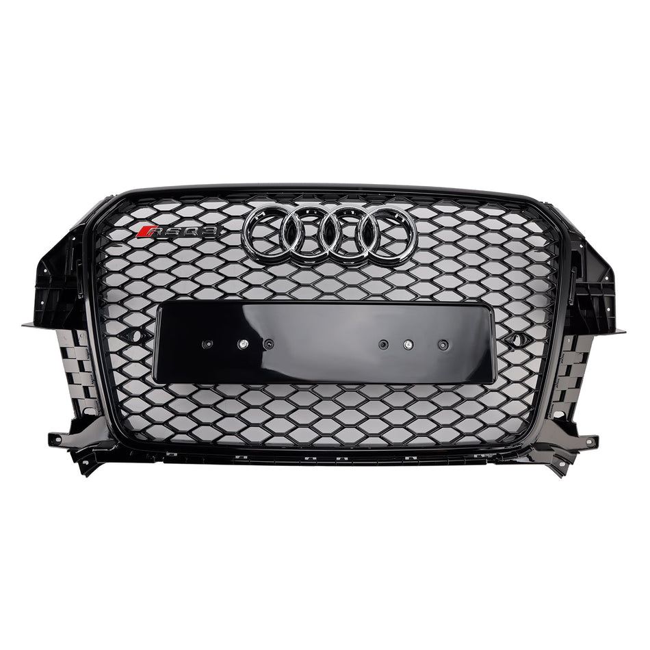 2011–2015 Audi Q3 S-Line RSQ3 Style Frontgrill mit Wabengitter, Schwarz glänzend