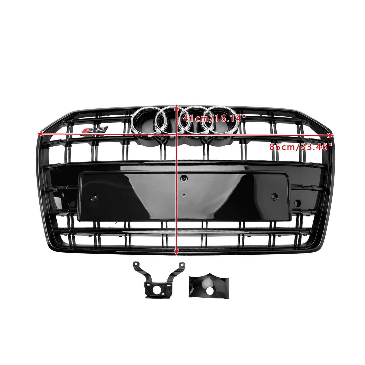 Kühlergrill für die Frontsto?stange, Audi A6, S6, C7, S6-Stil, 2016–2018, Schwarz