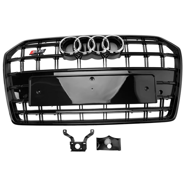 Kühlergrill für die Frontsto?stange, Audi A6, S6, C7, S6-Stil, 2016–2018, Schwarz