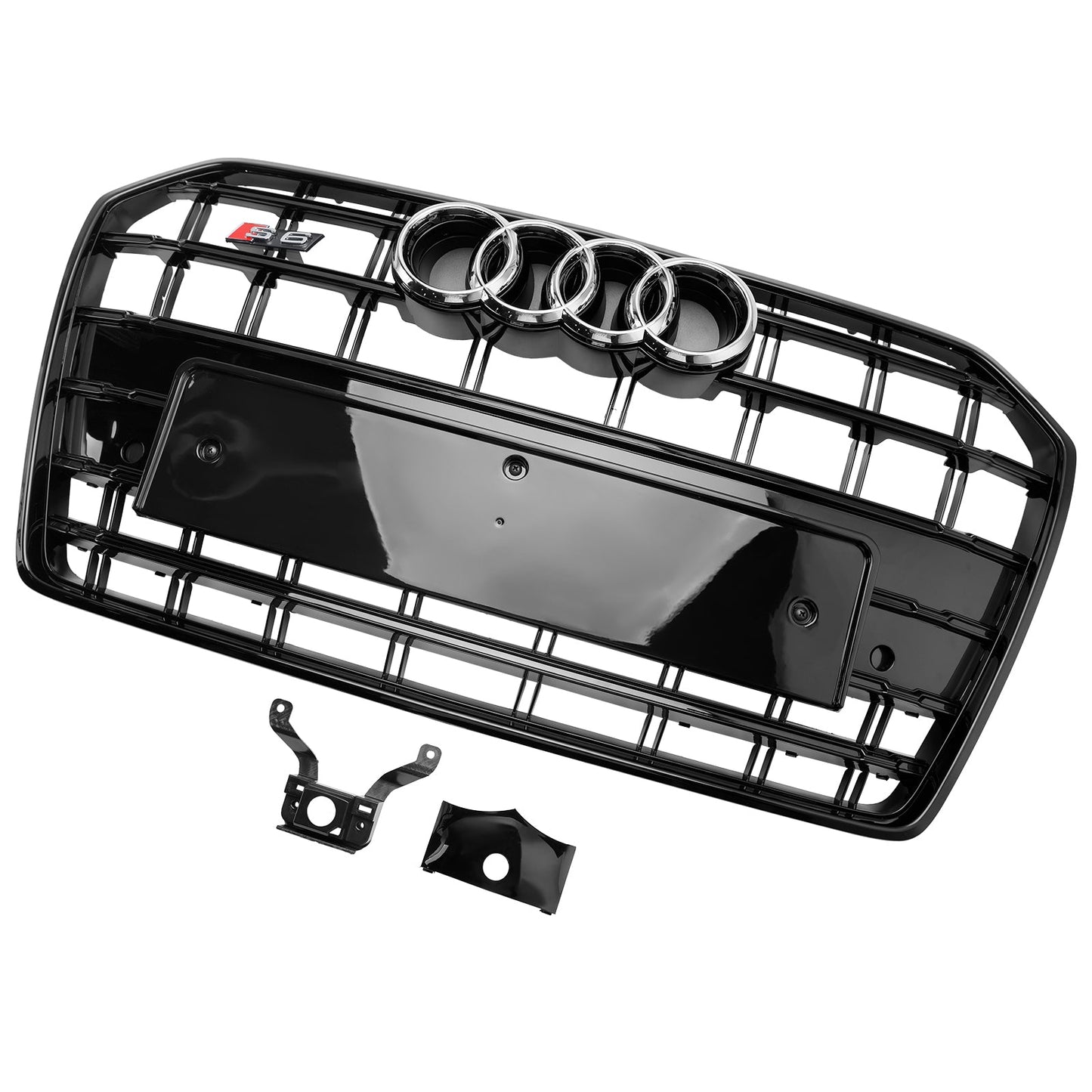 Kühlergrill für die Frontsto?stange, Audi A6, S6, C7, S6-Stil, 2016–2018, Schwarz