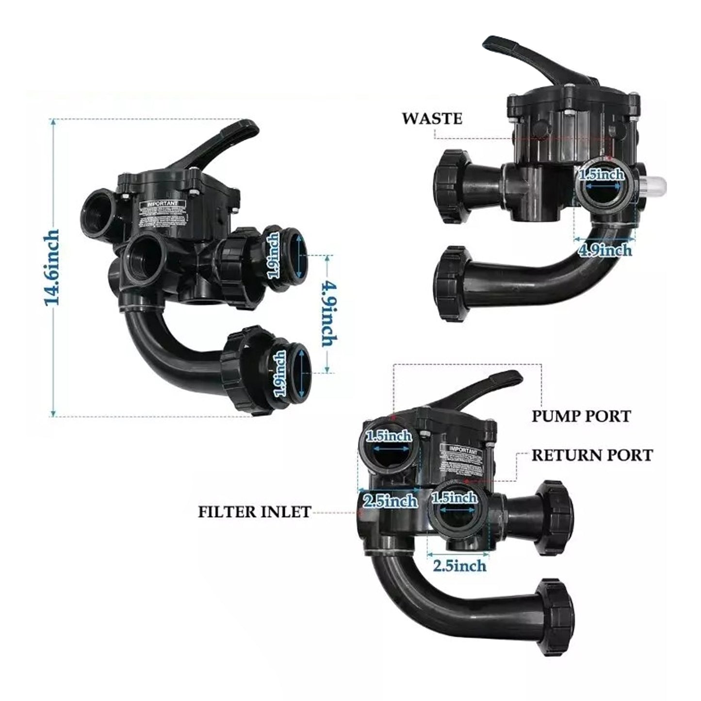 SP0710XR50 Mehrwege-Steuerventil passend für Hayward Pro-Series Vari-Flo