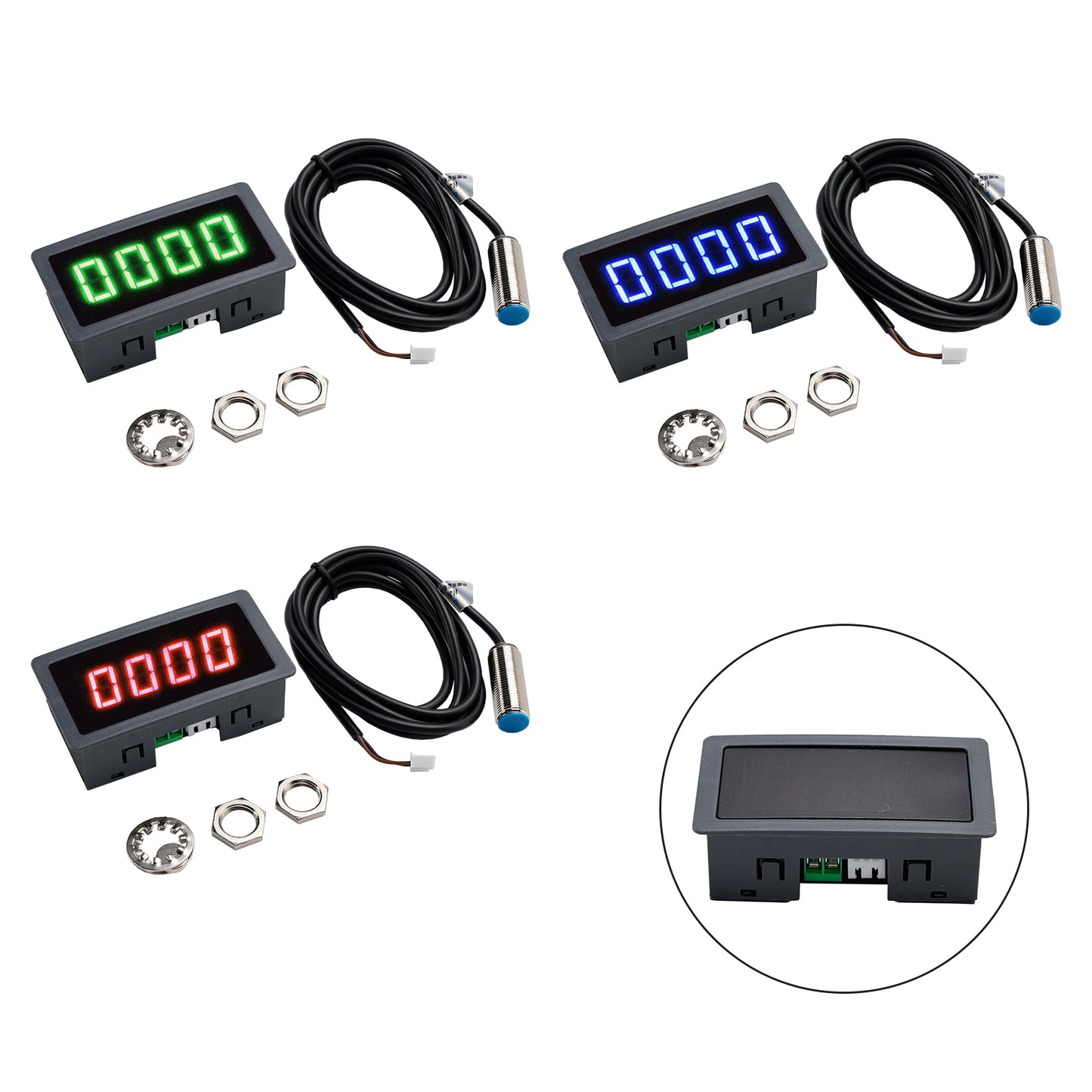 Tachymètre 4 LED Compteur de tours Tach numérique + Capteur de proximité Hall NPN