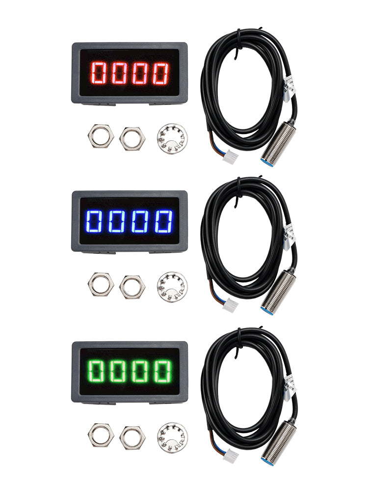 Tachymètre 4 LED Compteur de tours Tach numérique + Capteur de proximité Hall NPN