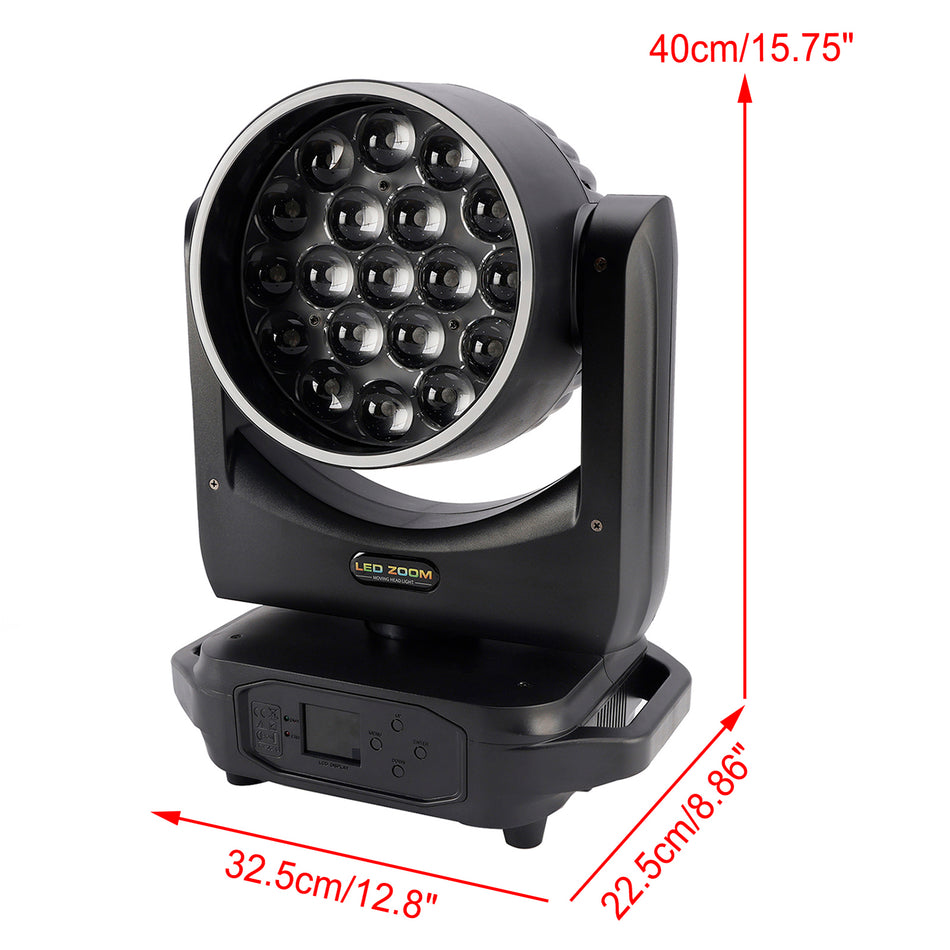19x20W LED Zoom Moving Head Bühnenlicht RGBW DMX Beam Wash Beleuchtung DJ Disco