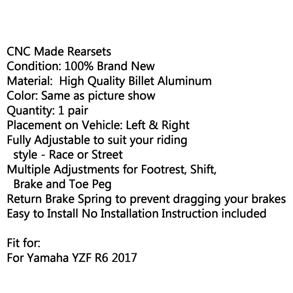 Verstellbare Fußrasten für die Yamaha YZF R6 2020
