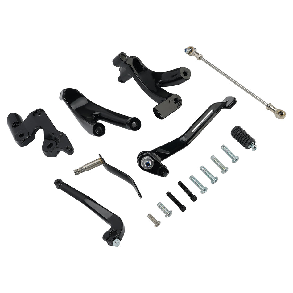 Schwarzes vorverlegtes Fußrastenanlage-Set für Softail Street Bob- und Low Rider-Modelle ab 2018