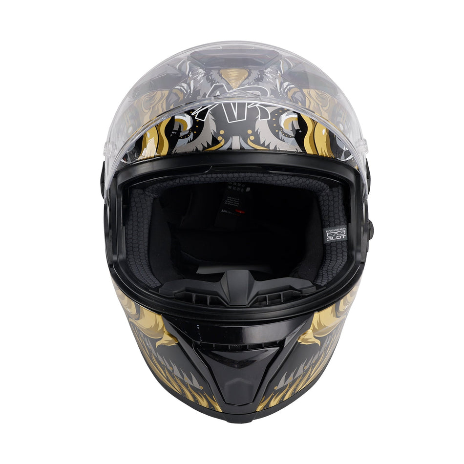 DOT Motorradhelm für Erwachsene, Street, Integralhelm, Schwarz/Gold