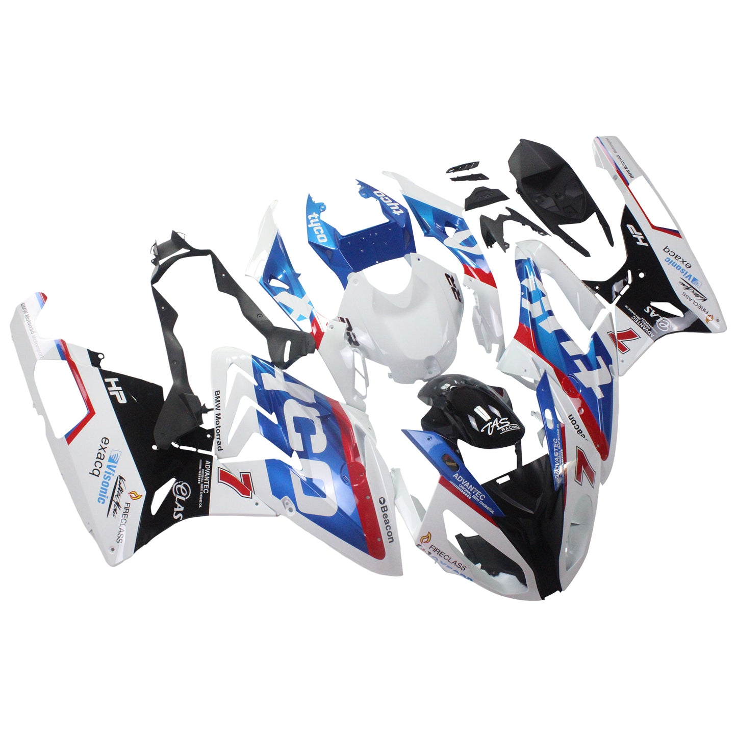 Amotopart 2015-2016 BMW S1000RR Kit de carénage multi blanc et bleu