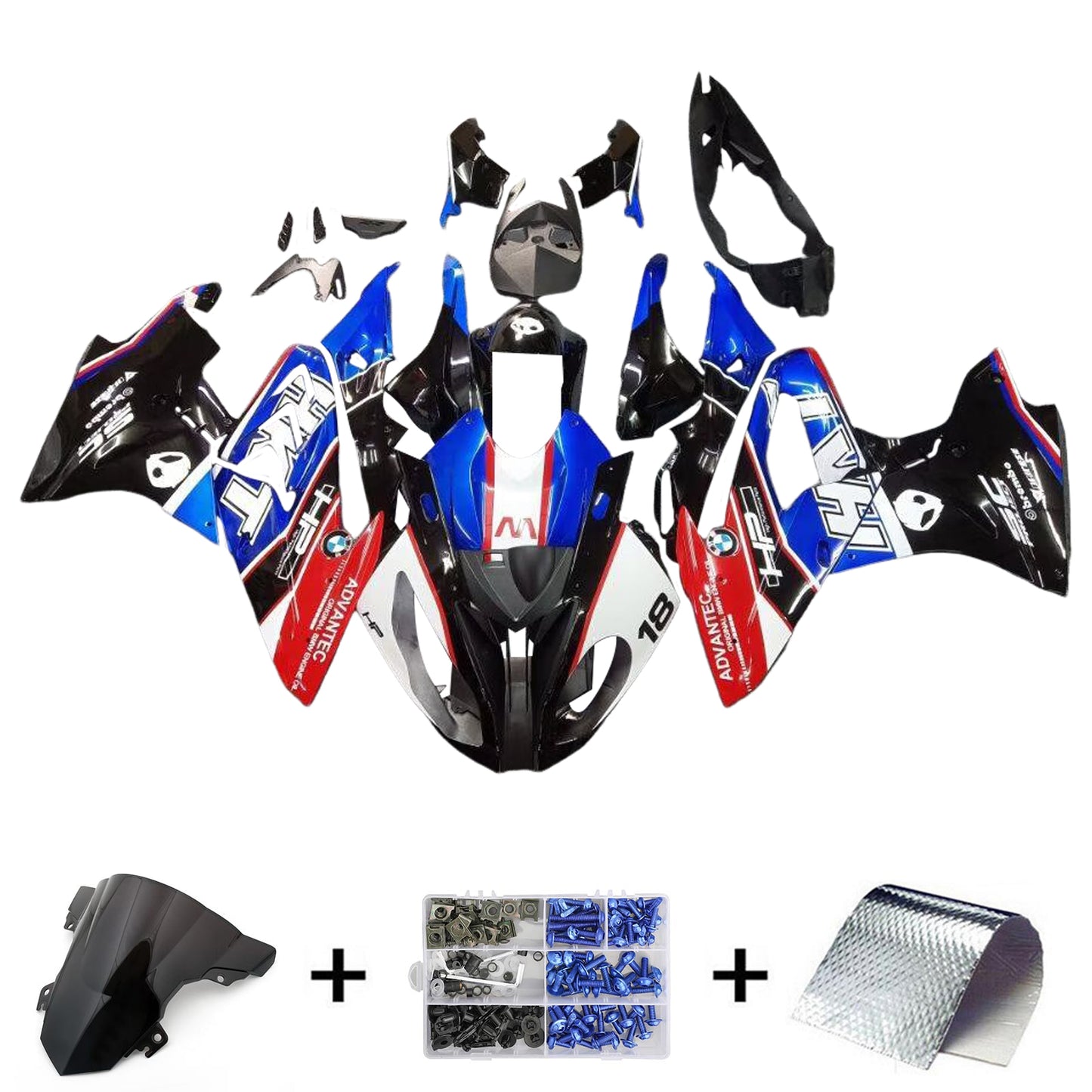 Amotopart BMW S1000RR 2015–2016 Verkleidungsset, Karosserie, Kunststoff, ABS