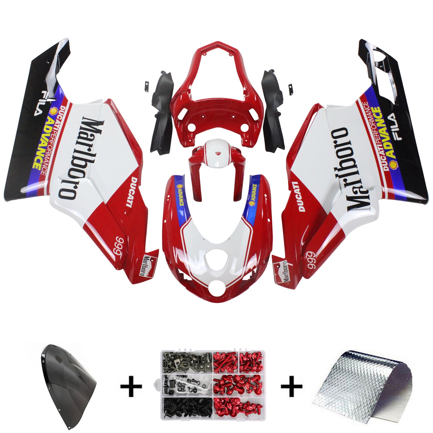Amotopart Ducati 2005-2006 999/749 Kit de carénage blanc rouge