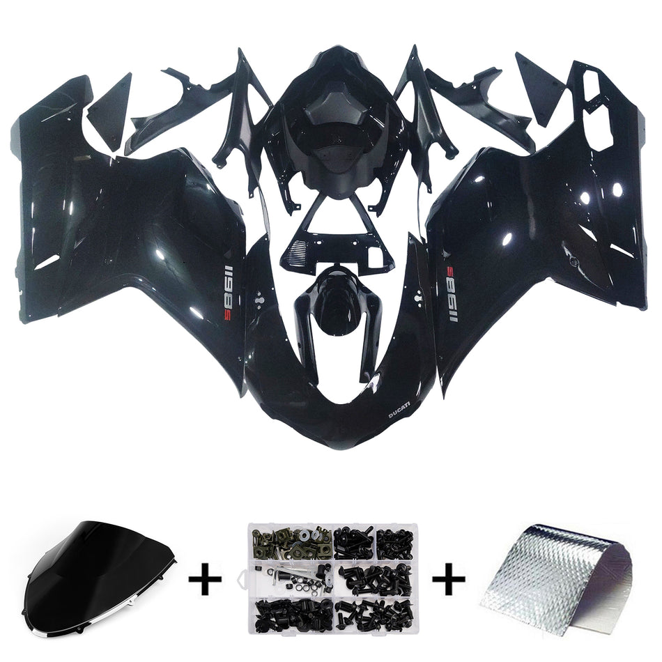 Carénages Amotopart pour 2007-2012 Ducati 1098 1198 848 Noir 1198 Racing Generic
