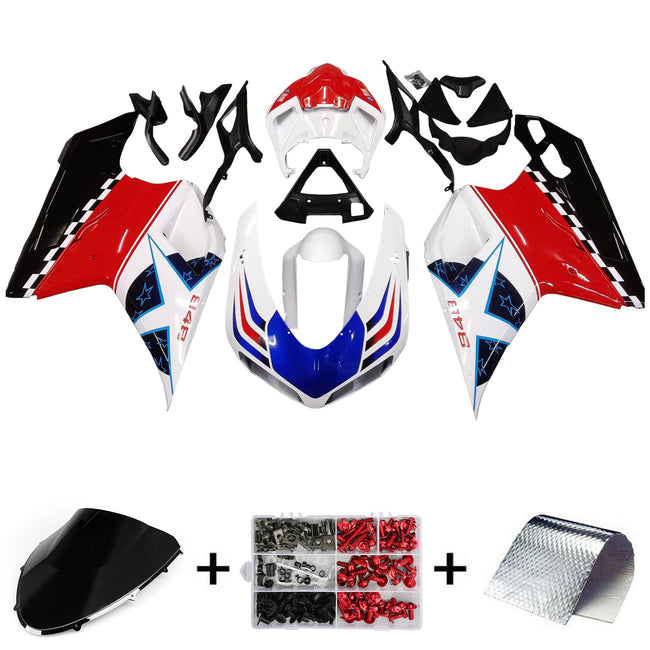 Amotopart-Verkleidungen für 2007-2012 Ducati 1098 1198 848 Red White Blue Star 848 Rennen Generisches Rennen