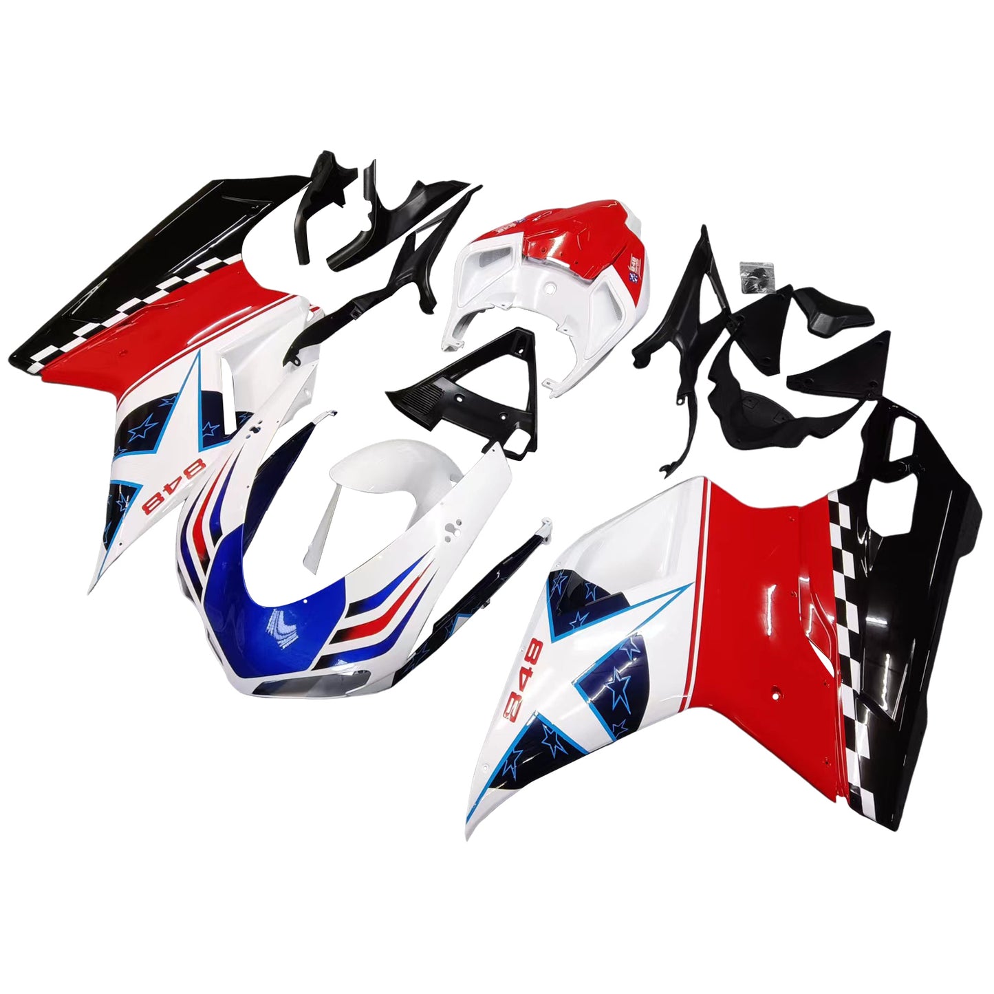 Carénages Amotopart pour 2007-2012 Ducati 1098 1198 848 Red White Blue Star 848 Race Generic Race