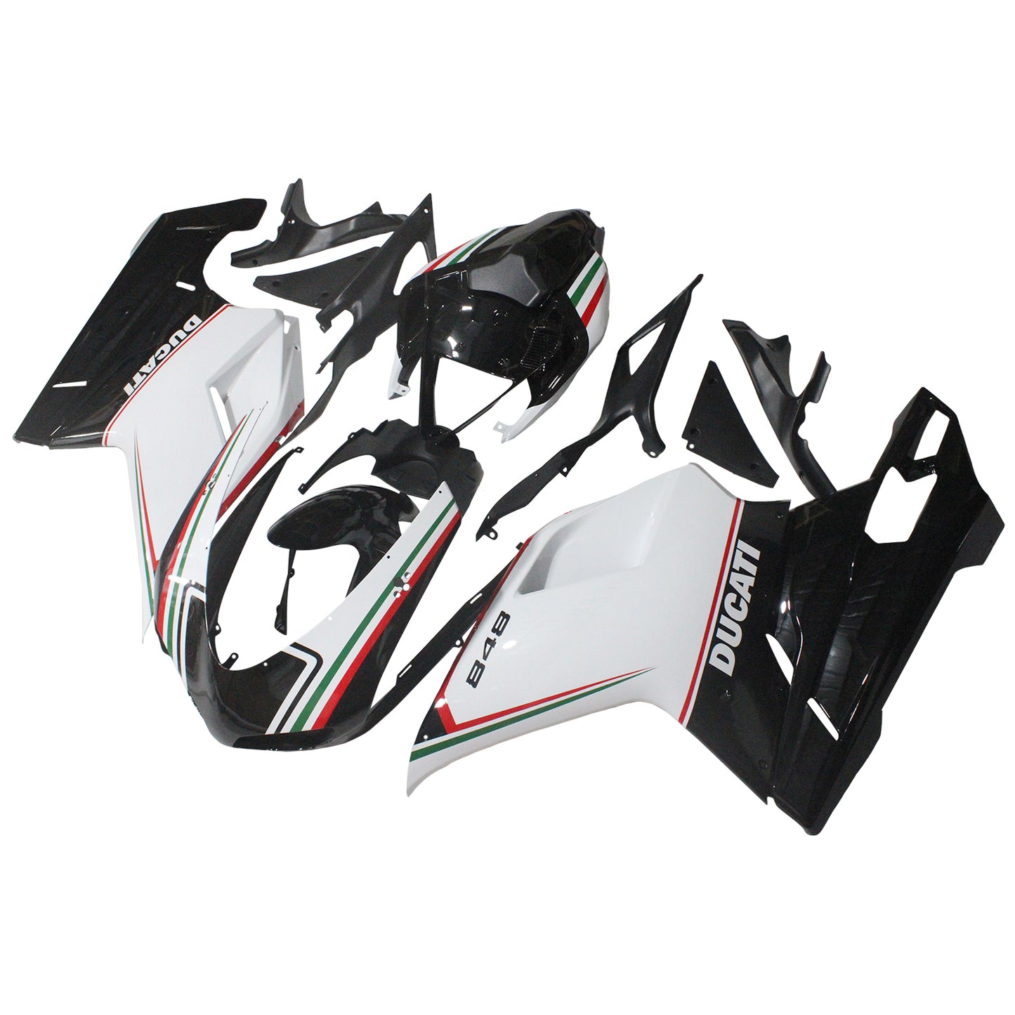 Amotopart Ducati 2007-2011 1098/1198/848 Kit de carénage noir et blanc