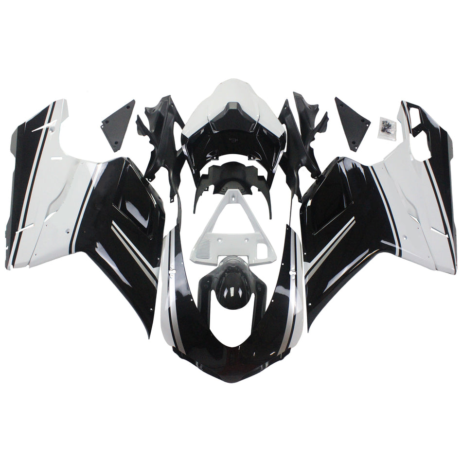 Amotopart Ducati 2007-2011 1098/1198/848 Schwarzer Mix White Fairing Kit