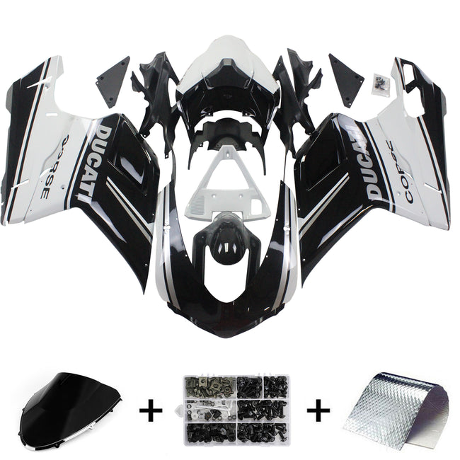 Amotopart Ducati 2007-2011 1098/1198/848 Schwarzer Mix White Fairing Kit