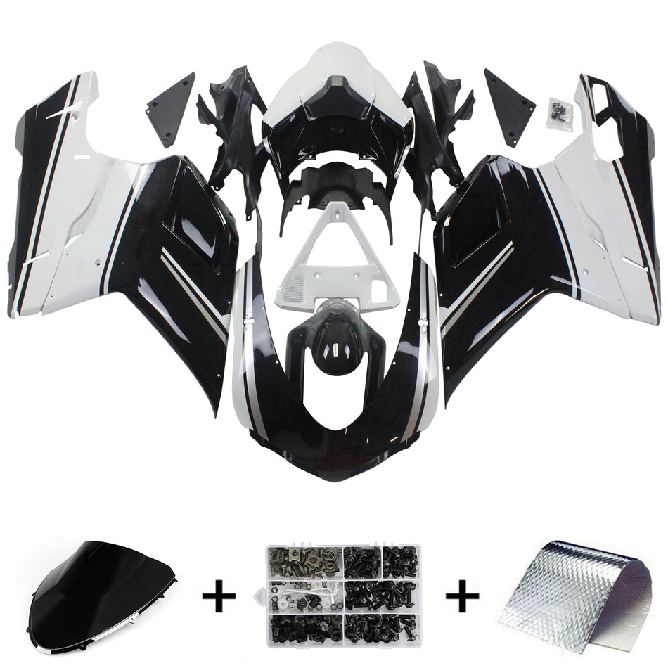 Amotopart Ducati 2007-2011 1098/1198/848 Schwarzer Mix White Fairing Kit