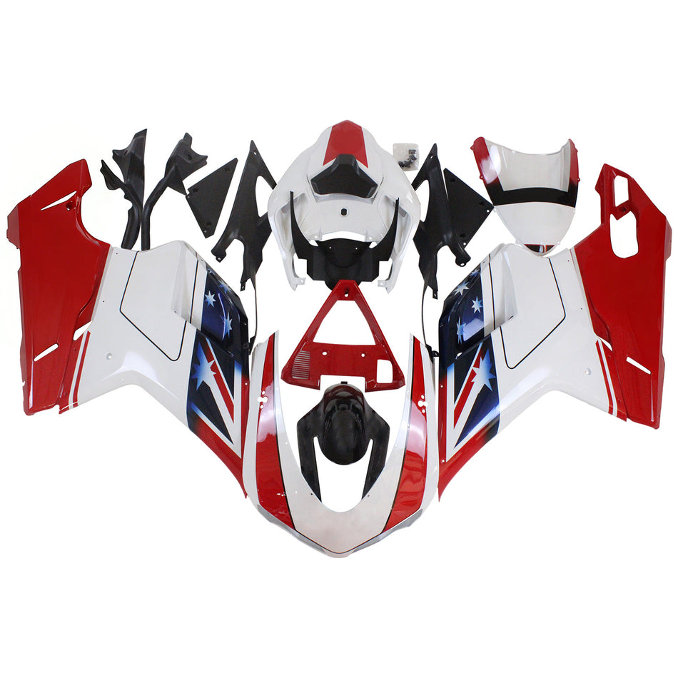 Amotopart Verkleidungsset für Ducati 1098 1198 848 2007–2011, Karosserie, ABS