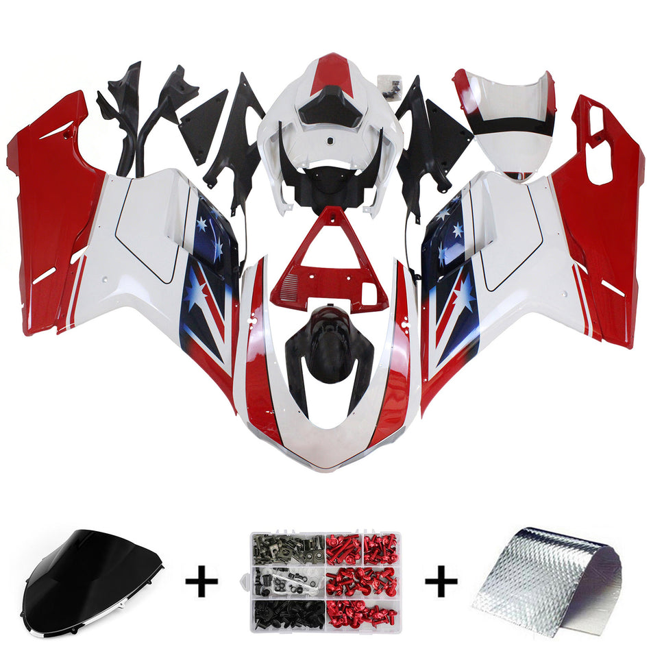Amotopart Verkleidungsset für Ducati 1098 1198 848 2007–2011, Karosserie, ABS