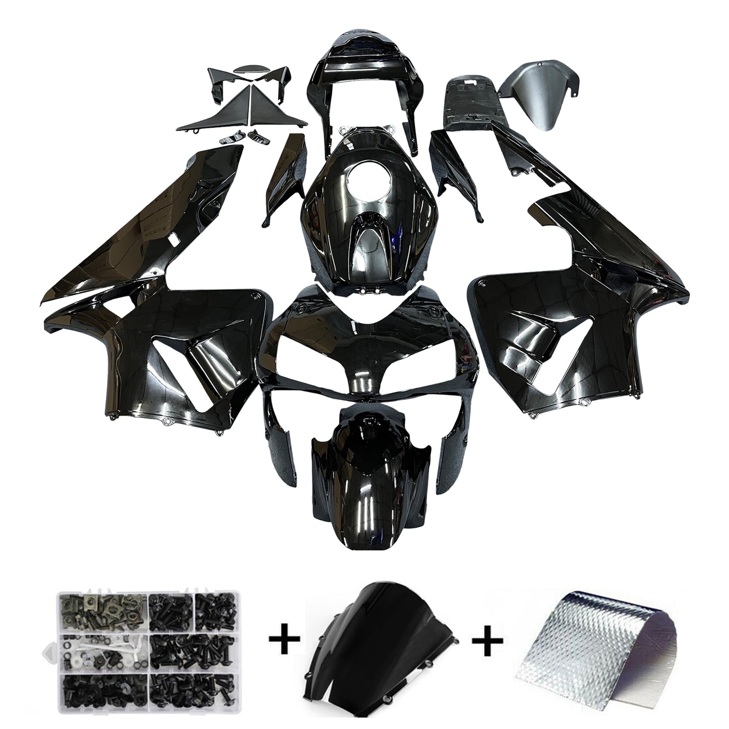 AMOTOPART -Verahmungskit Bodywork ABS fit für Honda CBR600RR 2003 2004 Gloss Black Generic