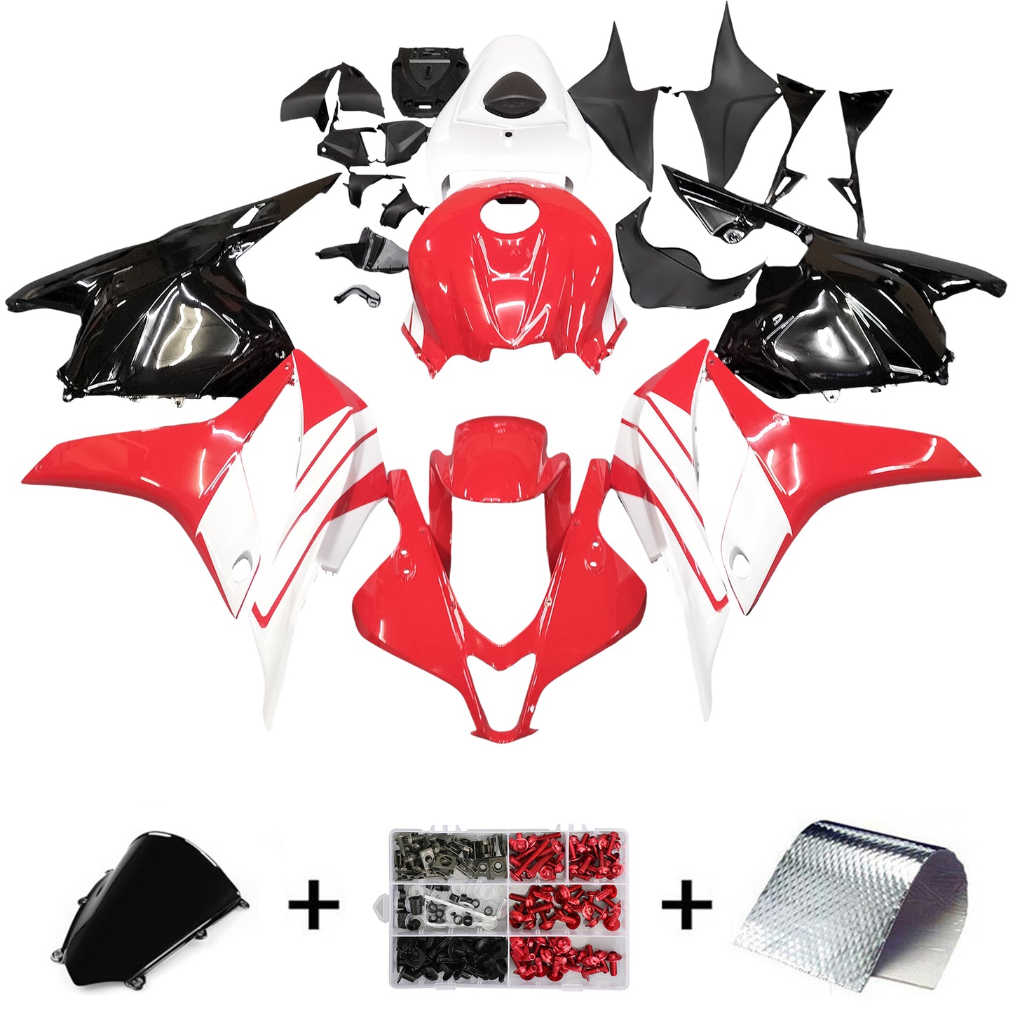 Amotopart ABS-Injektionsformkörper Vollverkaufs Kit für Honda CBR600RR 2009-2012 Rot Weiß generika