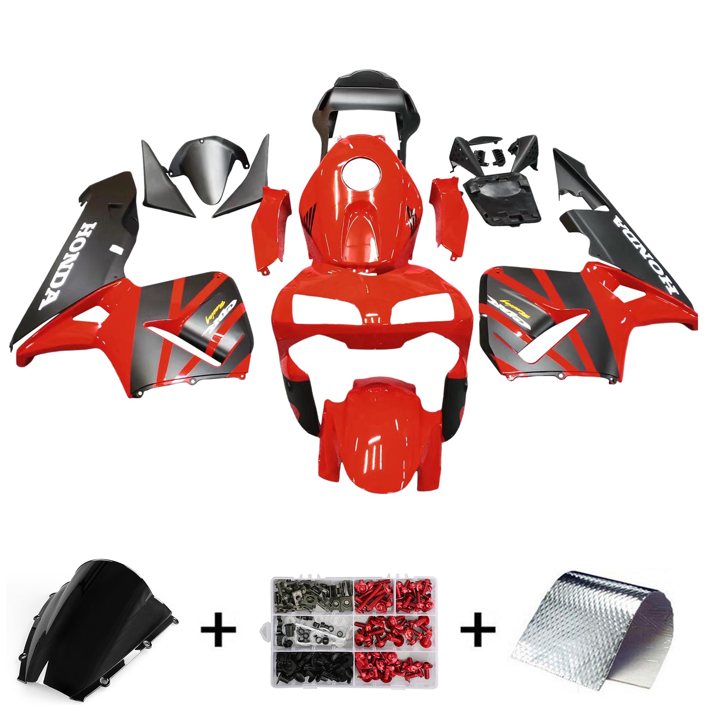 Amotopart 2003-2004 Honda CBR600 Kit de carénage rouge et noir