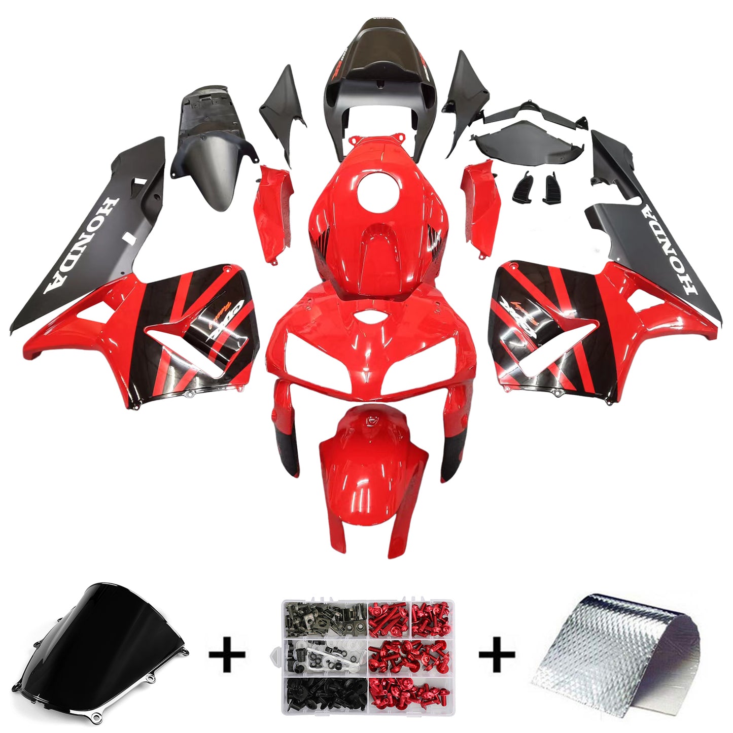 Amotopart 2005-2006 Honda CBR600 Verkleidung Black & Red Kit