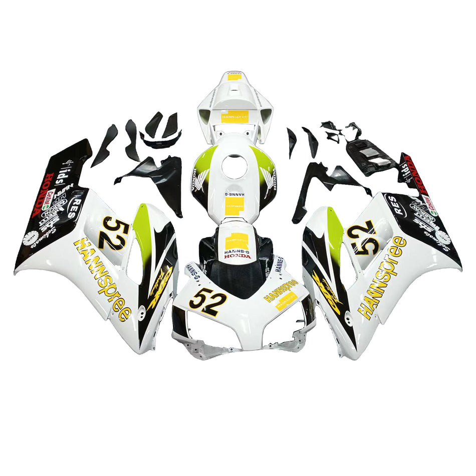 Carénages Amotopart Honda CBR1000RR 2004-2005 carénage blanc kit de mémoire de course Hannspree noir