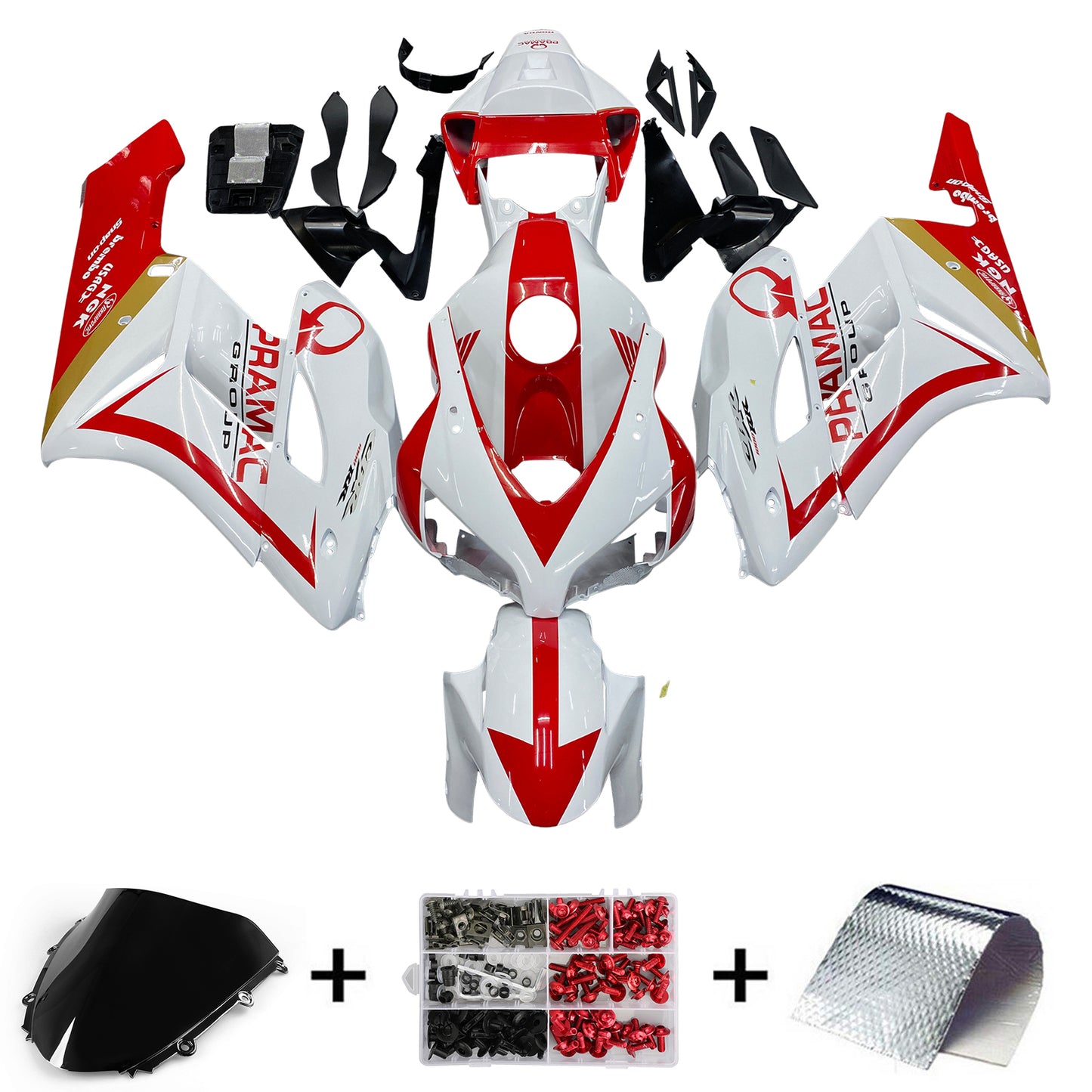 Carénages Amotopart CBR1000RR 2004-2005 carénage blanc kit gâchette Honda Racing rouge