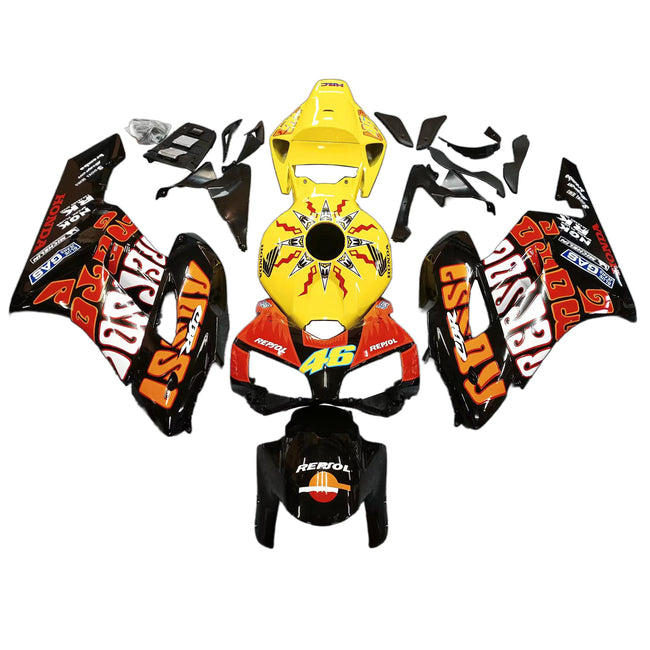 Amotopart-Verkleidungen Honda CBR1000RR 2004-2005 Verkleidung Valentino Rossi Racing Black Yellow Faituring Kit