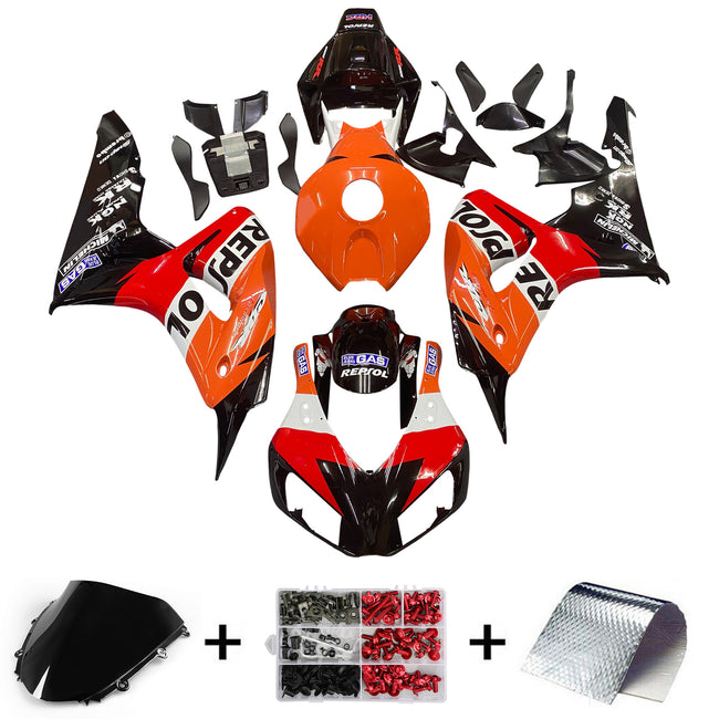 Amotopart Verkleidung Honda CBR1000RR 2006-2007 Verziehung Repsol Racing Black Orange Abzugskit
