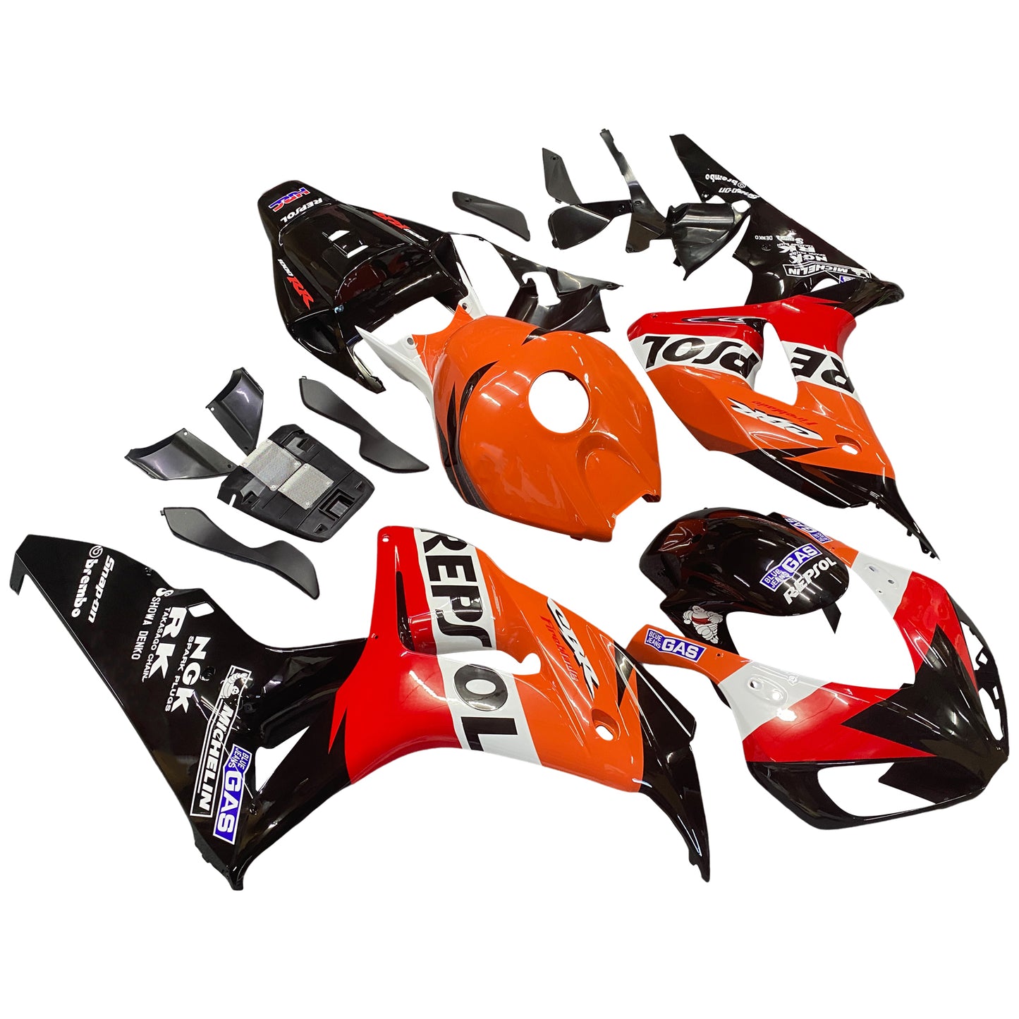 Amotopart Carénage Honda CBR1000RR 2006-2007 Warp Repsol Racing Kit de déclenchement Noir Orange