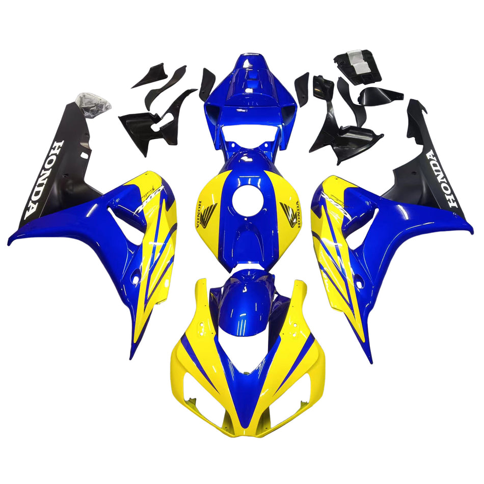Amotopart Carénages Honda 1000RR 2006-2007 Carénage CBR Racing Bleu Jaune Trigger Kit
