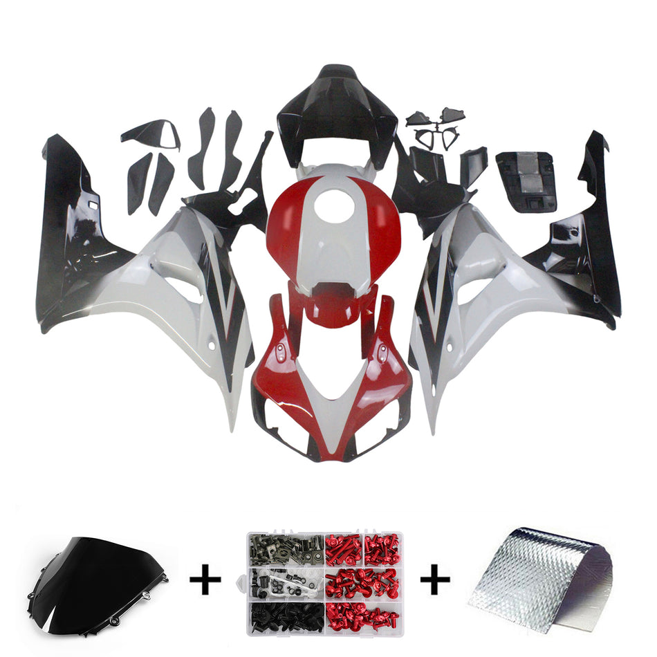 Carénages Amotopart Honda 1000RR 2006-2007 carénage blanc kit racewalk CBR rouge noir
