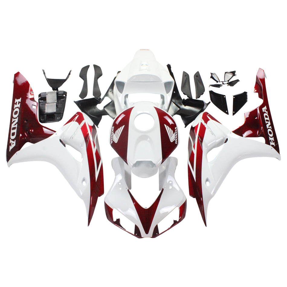 Amotopart Carénages Honda CBR1000RR 2006-2007 Carénage Blanc et Rouge Cerise Honda Racing Trigger Kit