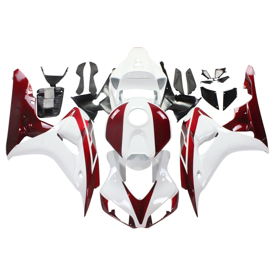 Amotopart-Verkleidungen Honda CBR1000RR 2006-2007 Verkleidung White & Cherry Red Honda Racing Abzugskit