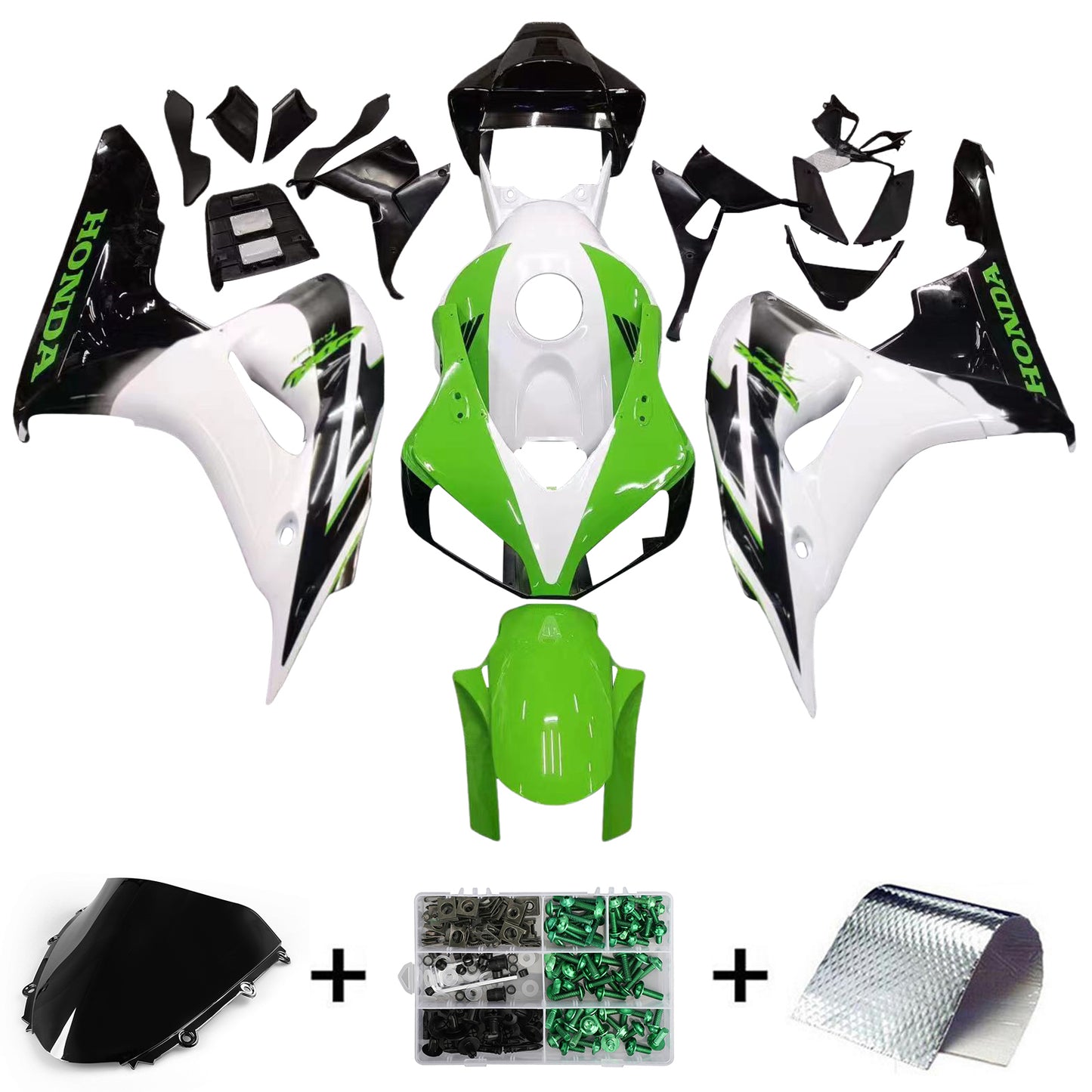 AMOTOPART FACINGS 1000RR 2006-2007 Verkleidungsverkleidung wei?grün schwarzer Honda CBR Racing Kiting Kit