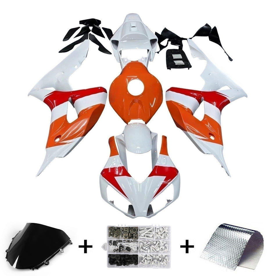 Amotopart-Verkleidungen Honda CBR1000RR 2006-2007 Verkleidungsverkleidung White Orange Repsol Racing Abzugskit