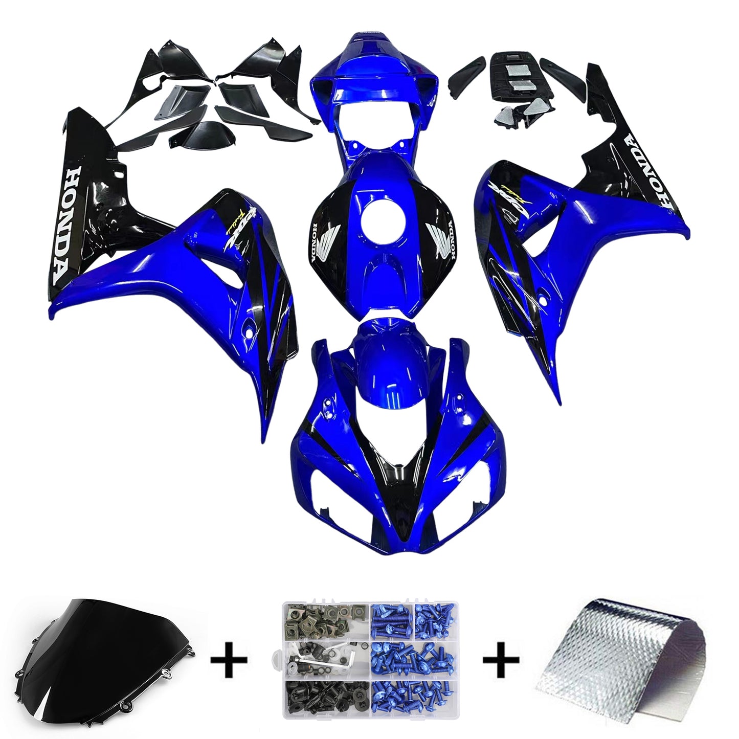 Amotopart Favoritings Honda 1000RR 2006-2007 Carénage CBR Racing Kit déclencheur bleu et noir