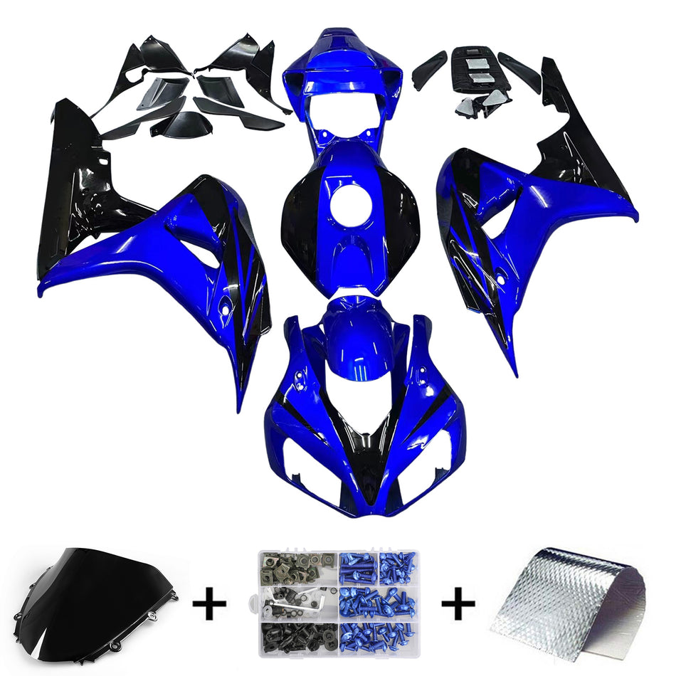 Amotopart Favoritings Honda 1000RR 2006-2007 Verkleidung CBR Racing Blue & Black Abzugskit