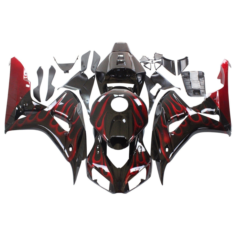 Amotopart Favoritings Honda CBR1000RR 2006-2007 Abzug Flamme Rennsport Black & Red Faites Kits Kit
