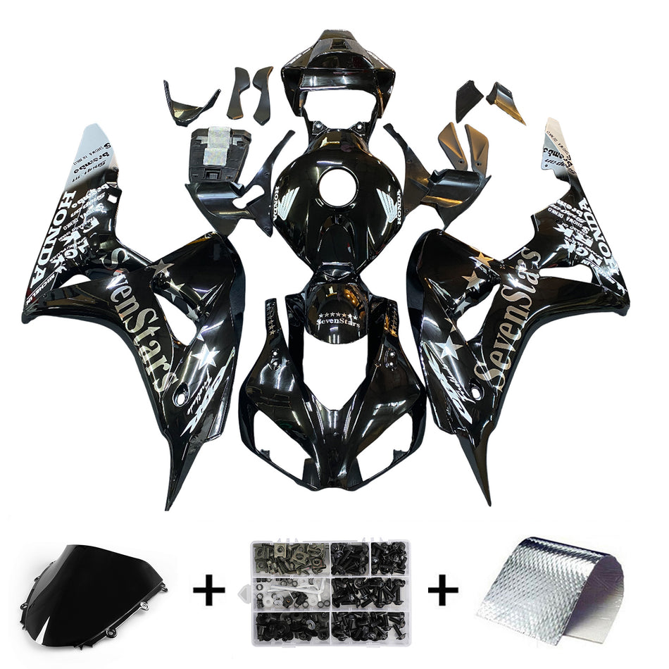 Amotopart Carénage Honda CBR1000RR 2006-2007 Warp Sevenstars Racing Kit déclencheur noir
