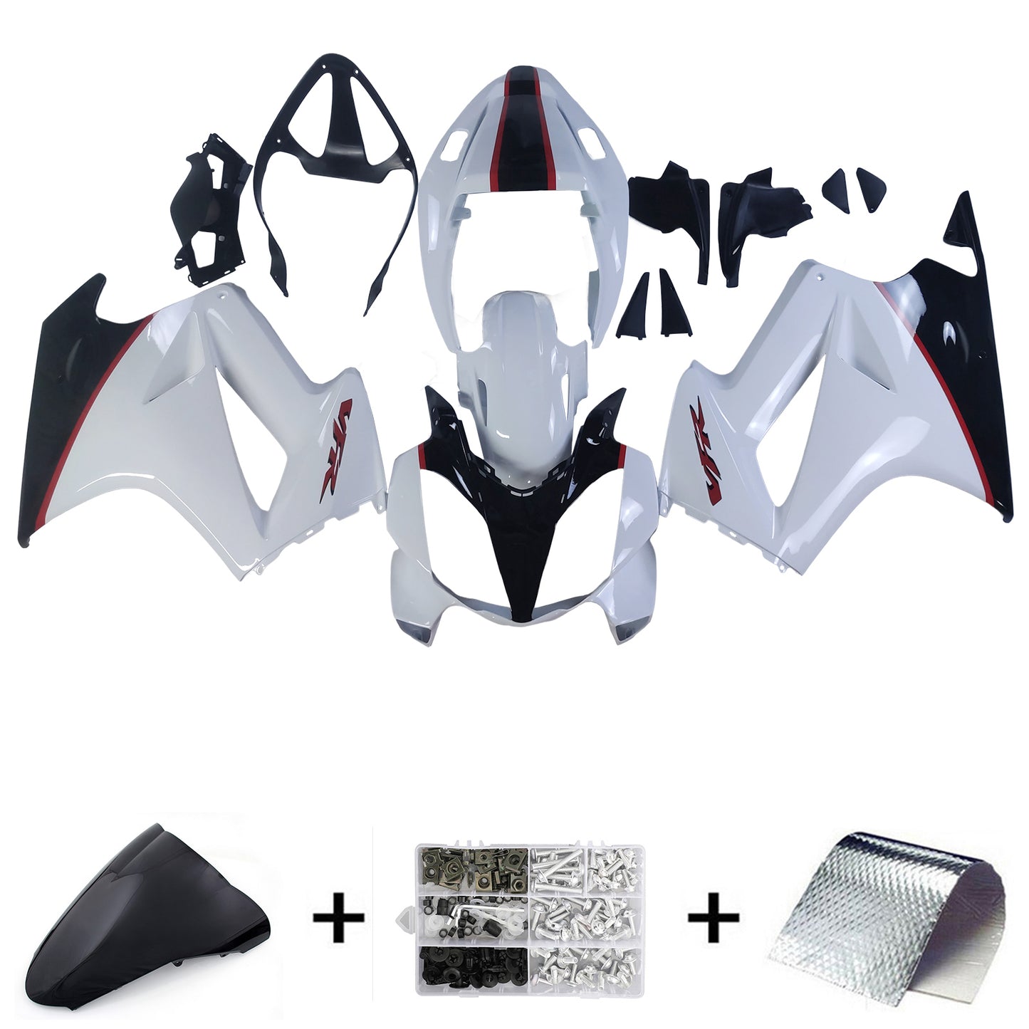 Amotopart 2002-2012 Honda VFR800 White & Black Abzugskit