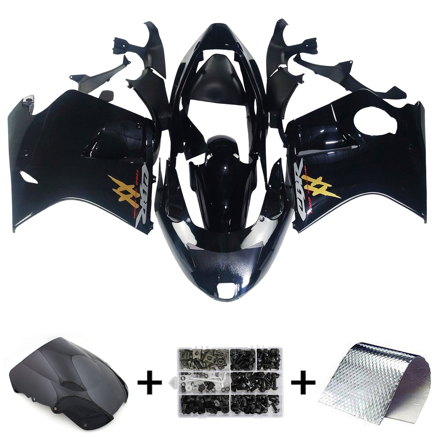 Amotopart Honda CBR1100XX SuperBlackBird 1996–2007 Verkleidungsset, Karosserie, ABS