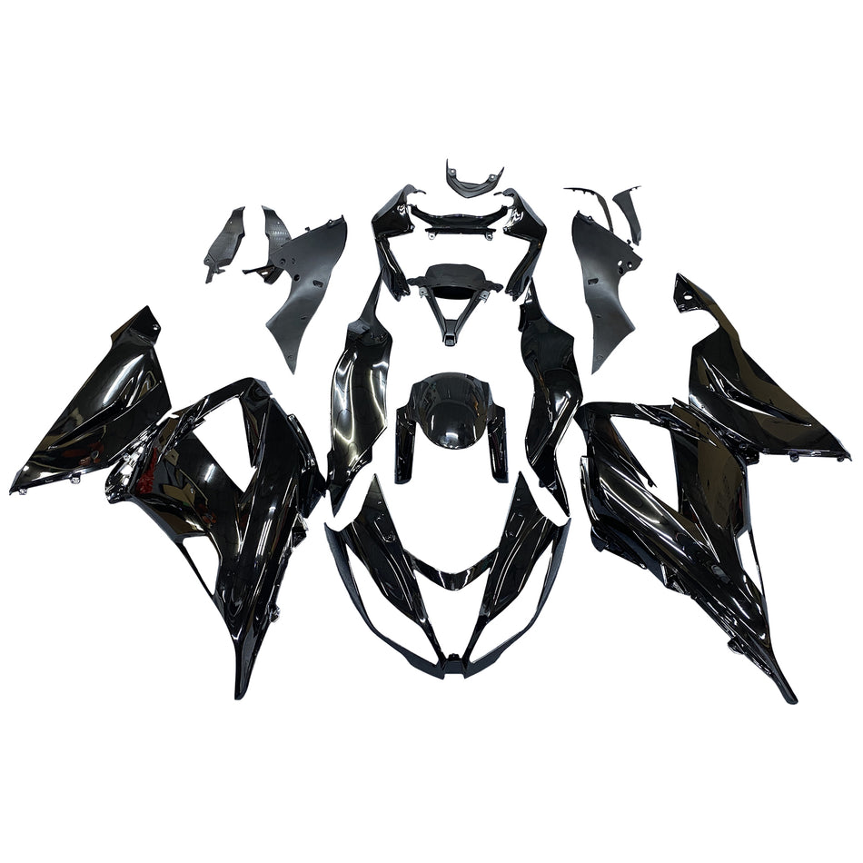 Amotopart Kawasaki ZX6R 2013-2018 Auskehre gl?nzende schwarze Injektion Plastikkit