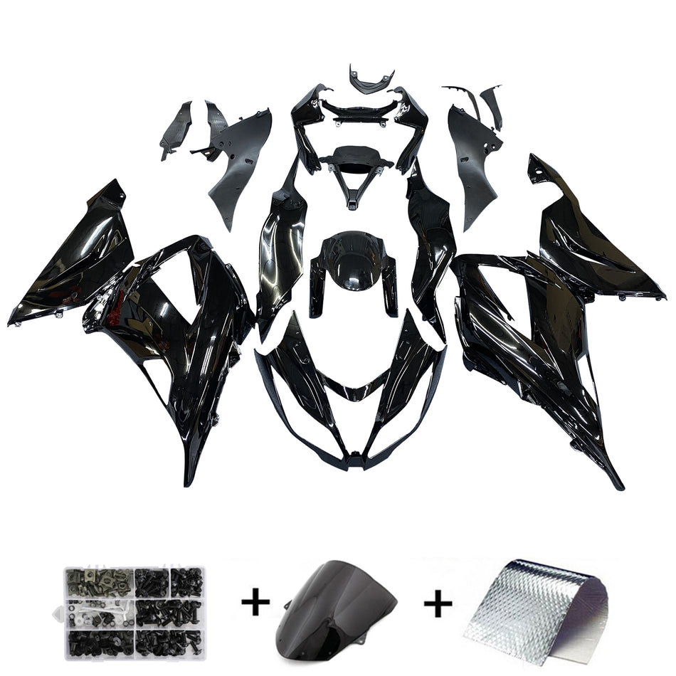 AMOTOPART-Verkleidungsinjektion Kunststoff Kit glänzend schwarzes Kit geeignet für Kawasaki ZX6R 13-18 Generic