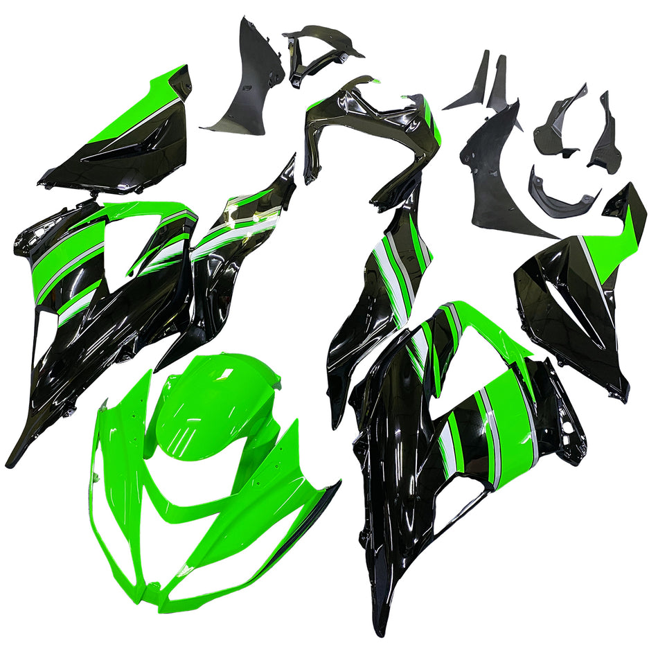 Amotopart Kawasaki ZX6R 2013-2018 Verschlüsselung Green Injection Plastik Kit mit Bolzenkit